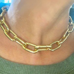 16"Gold PRISCILA Chain Choker with Carabiner Clasp